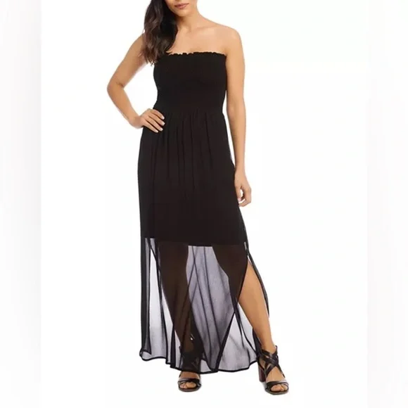 Karen Kane Smocked Semi Sheer Maxi Dress - Picture 2 of 7